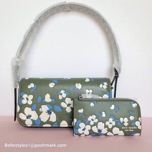 KATE SPADE Liv Painterly Bouquet Embossed Leather Small EW Bag & Bifold Wallet ⭐